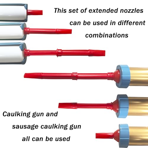 caulking extension nozzle extended caulking extension nozzle Soft and hard dual-purpose conversion head(Curved 12PACK)