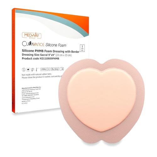 MedVance 5 Pack Silicone Foam Wound Dressings 9x9 inch Antibacterial Border