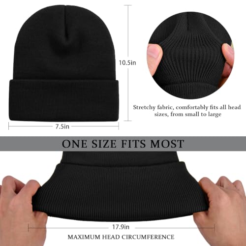 Knit Beanie Hat for Men & Women - Black Classic Fisherman Cap