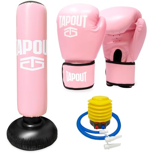 Pink Kids Boxing Kit with 8oz Gloves, Inflatable Punching Bag & Mesh Carry Bag