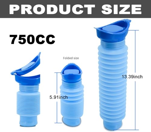 750ML Portable Urinal with Sealed Lid - Collapsible Pee Bottle