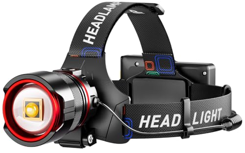YUSEUB Rechargeable 99000 Lumens Super Bright LED Headlamp 1 Pack, 12 Modes, Motion Sensor
