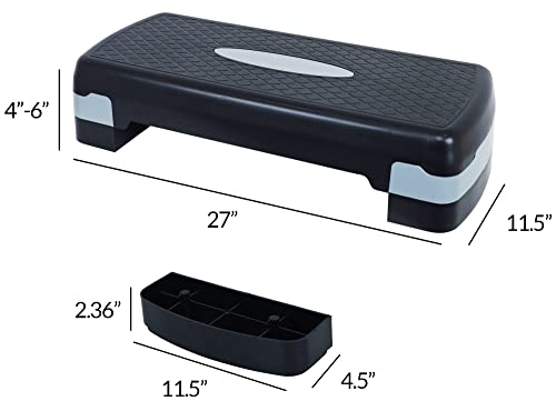 Adjustable Aerobic Stepper Platform - 27-Inch, Non-Slip, Black/Gray