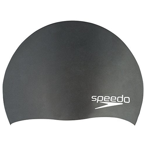Speedo Unisex Child Silicone Swim Cap - Black, Elastomeric Fit & Quick On/Off