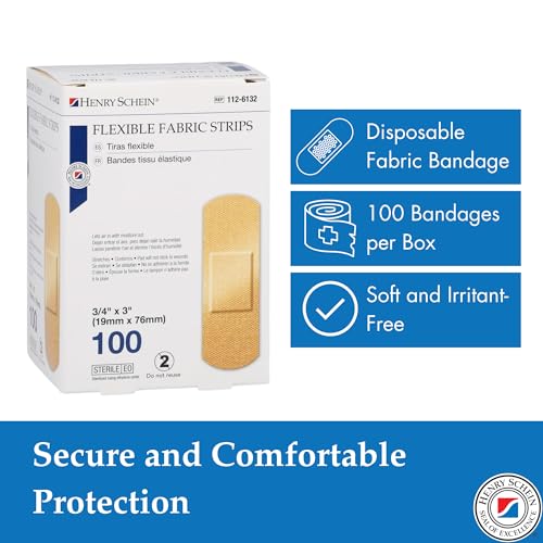 Sterile Fabric Adhesive Bandages - 3/4" x 3", 100 Count