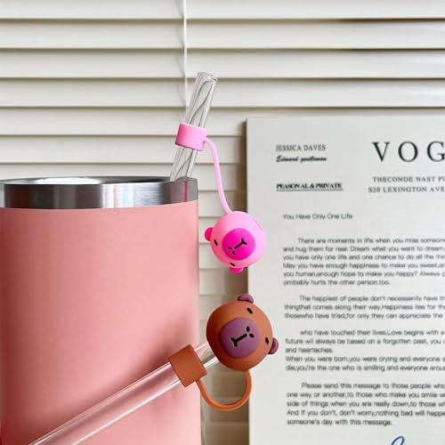 Capybara Straw Covers - 4 Pcs Silicone Topper for 10mm Straws