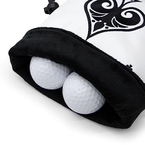 Ace of Spade Golf Valuables Bag with Drawstrings - PU Leather Tee Pouch for Men & Women