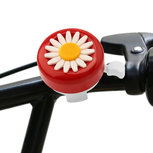Kid's Bicycle Bell - Flower Design, Easy Install, Red & White