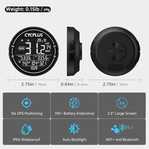 GPS Wireless Bike Computer M2 - 2.5" LCD, Bluetooth, Black