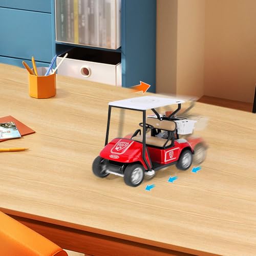 TEITEAI Die-Cast Mini Golf Cart Model 3.7 x 5.3 x 2.2 in - Red & White with Accessories