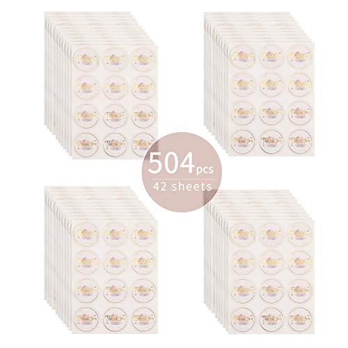 Thank You Stickers - 504pcs 1.5" Gold Foil Labels - Blush Pink Pattern1