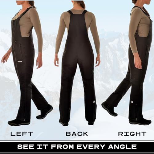 Women's Insulated Ski Bibs - Water Resistant Snow Pants - Medium/31" Inseam - Black