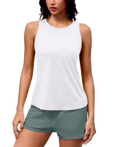 Women's Lightweight Racerback Workout Tank Top - White, Medium