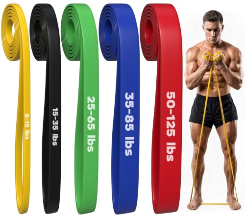 Utopia Fitness 5-Piece Resistance Bands Set for Full-Body Workout, Heavy Duty Latex, 8-125 lbs