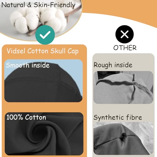 Cotton Skull Caps Beanie Night Cap Sleep Hats - Black & White