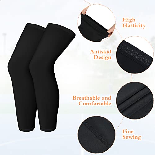 Kids Compression Leg Sleeves - 2 Pairs, Black & White, Medium
