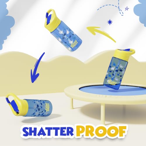 Kids Water Bottle with Straw - 15 oz Dino Design