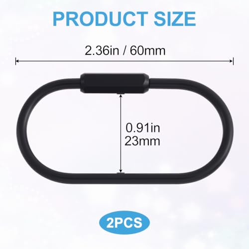 Screw Lock Oval Spring Ring Clips - Black, 2pcs