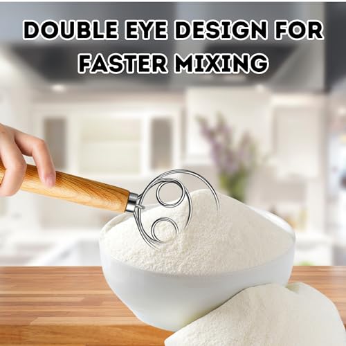 Danish Dough Whisk with Dough Scraper – Sourdough Mixing Tool