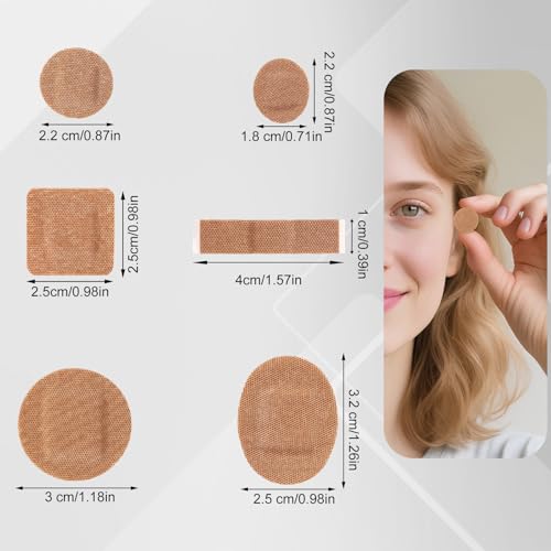 Sinbana 120 Pcs Small Adhesive Bandages Set, 6 Shapes – Round, Oval, Square for Face & Minor Wounds