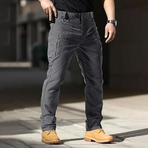 Tactical Cargo Pants for Men - Stretch, Water Resistant, Lightweight - Large, Gray