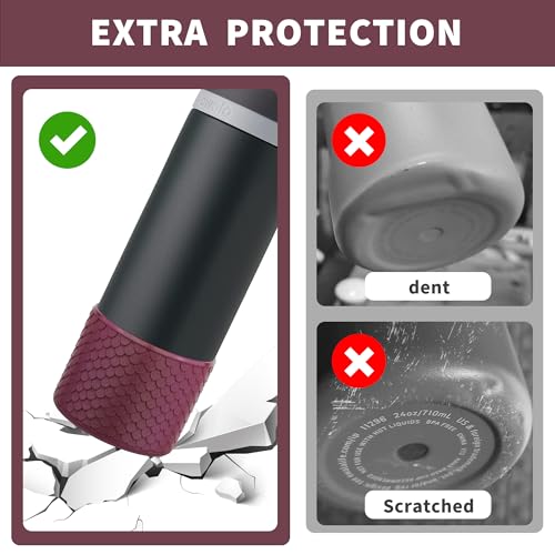 Silicone Protective Boot for Owala 24 oz Water Bottle - Wine Red