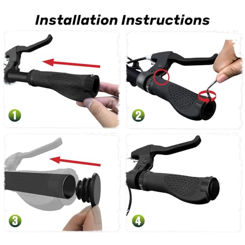 SAPLIZE Classic Black Bike Handlebar Grips - Ergonomic Wide Palm Support, Double Lock-on for Mountain & Urban Bikes
