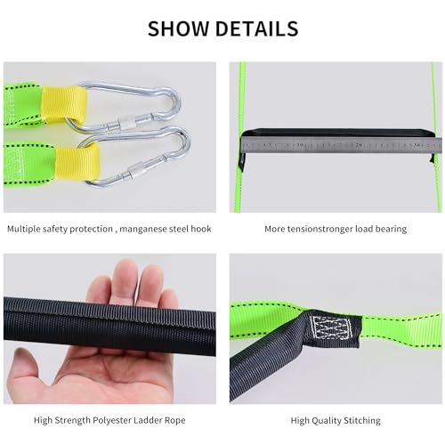 Fire Escape Ladders, 20FT Emergency Rope Ladder with 2 Hooks for 2-3 Story Homes, Portable Multi-use Quick Deployment Rope Ladders for Balcony Tree Window