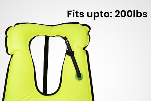 Neon Yellow Adult Snorkel Vest XL for Over 200lbs - Inflatable Water Safety Gear