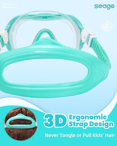 Seago Kids Swim Goggles with Nose Cover - Purple & Green, 6-14 Years