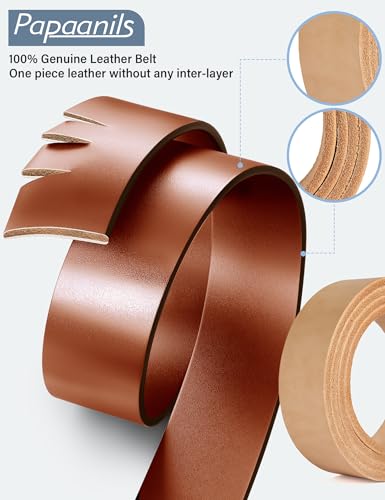 Men's Genuine Leather Dress Belt - Casual 1.5" Width, Brown - 2pcs, Size 37-40"