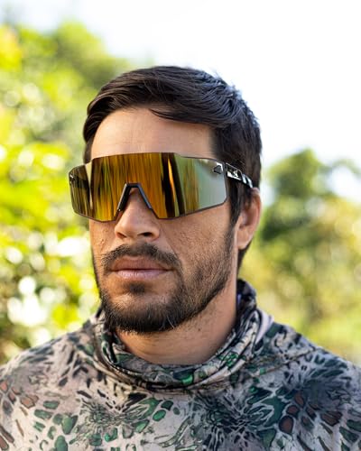 Polarized Fishing Sunglasses with Protective Coating - Gloss Tal Dark Olive Frame, Brown Gold Mirror