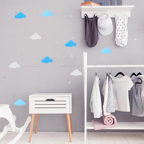 Removable Wall Stickers 24Pcs Foam Stickers Clouds Shape Removable Wall Decal Projects Stickers Teaching Progress Toy for DIY Crafts Kindergarten Classroom Kids Room Decor