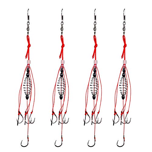 Dyxssm 15# Carp Fishing Hooks with Spring Feeder – Pack of 4, Anti-Tangle Design