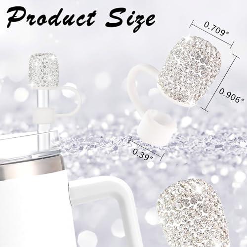 Bling Rhinestones Straw Cover Set - 4 Pack for Stanley Tumblers - Pink, Black, Silver, Colorful