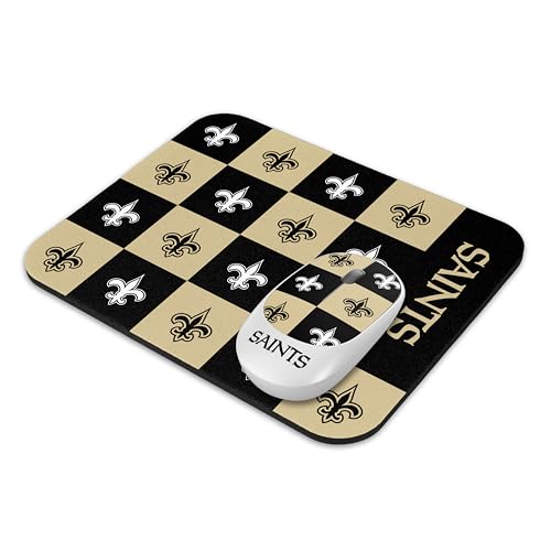 Wireless Mouse and Mouse Pad Set - New Orleans Saints Checkered