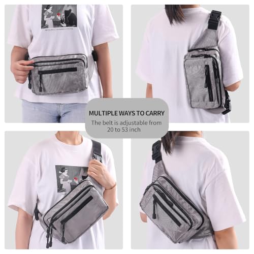 Clear Fanny Pack - Stadium Approved Multi-Purpose Waist Bag - Grey