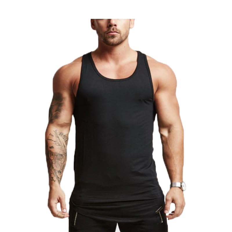 Men's Slim Fit Workout Tank Top - Performance Sleeveless - Medium Black