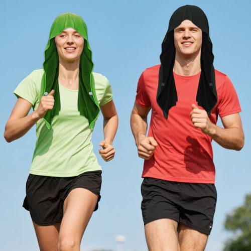 Sdfvsdg 4-Pack Cooling Hoodie Towels for Neck and Face, Quick Dry Sports Wraps in Black, Gray, Blue, Green