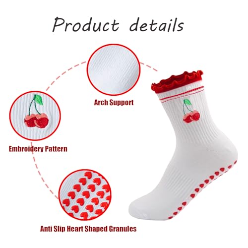Women's Non-Slip Pilates Grippy Socks - 3 Pairs - Lace Style