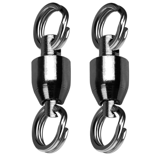 QISHUO 25 Pcs Size 2 Saltwater Fishing Swivels Stainless Steel Black Nickel 19lb