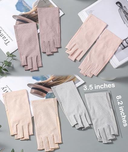 UV Protection Half-Finger Driving Gloves - Beige, One Size