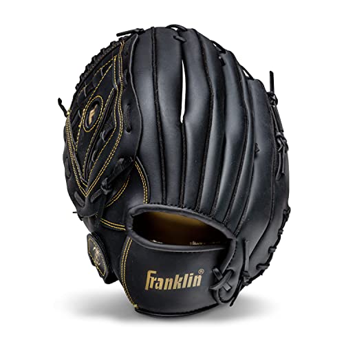 Franklin Sports Field Master Baseball Glove Left Hand Throw 14" Black/Gold Basket Web