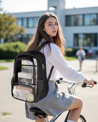 Clear Backpack with Reinforced Straps for 15.6" Laptop - Unisex