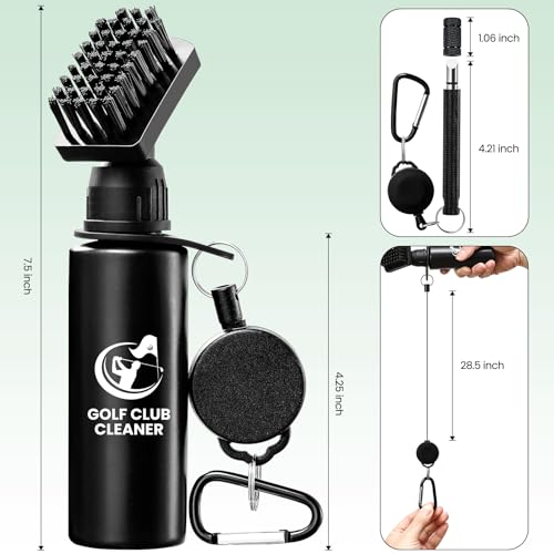 Golf Club Brush Cleaner with Groove Sharpener & 3 Heads