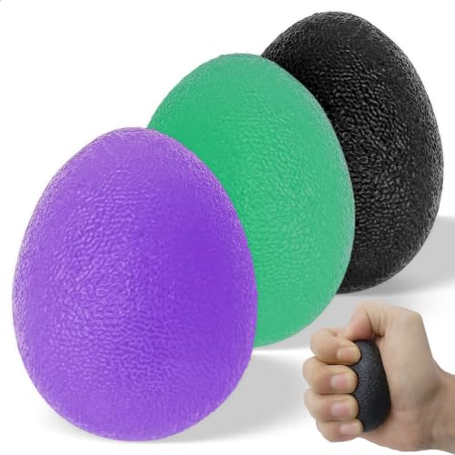 Stress Balls for Hand Therapy - Progressive Resistance Set (Purple, Green, Black)