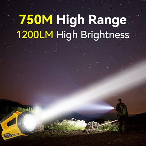 SUNREI Rechargeable LED 1200LM Flashlight, 8 Light Modes Portable Camping Lantern, 10400mAh Power Bank, IP67 Waterproof for Emergencies Power Outages, Hurricane Emergency, Hiking, Home, etc