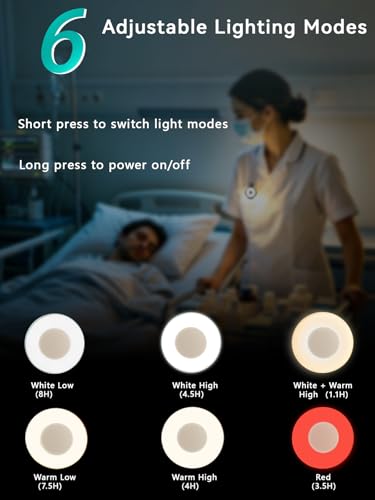 Magnetic Clip Nurse Light - 6 Brightness LED Badge Light, Beige