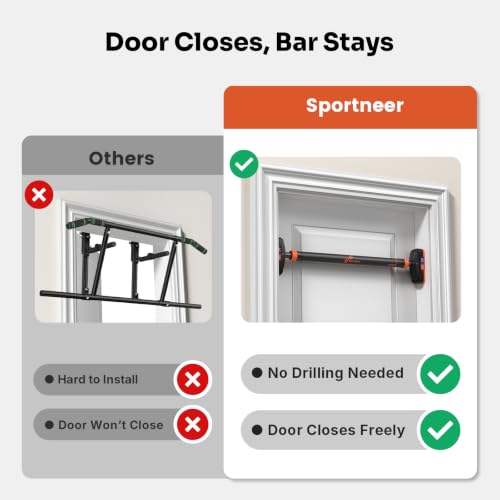 Sportneer Heavy-Duty Pull Up Bar for Doorway with Safety Alert System