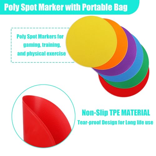 9-Inch Non-Slip Poly Spot Markers - 6 Pcs for Gym & Dance Training